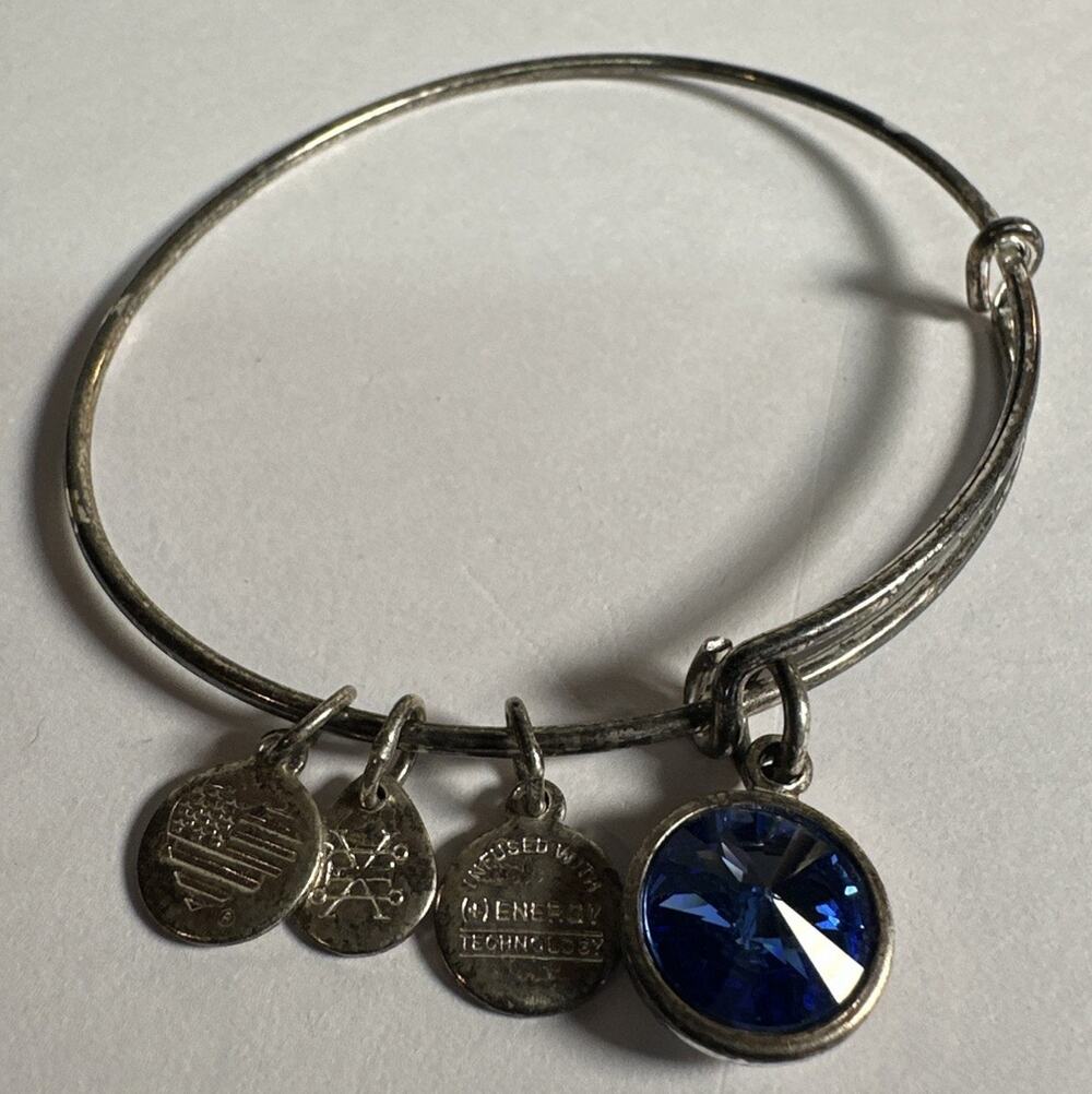 ALEX AND ANI Sapphire Birthstone Charm September Bangle Bracelet